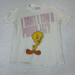 Vintage 1987 Tweety Bird T Shirt One Size Puddy Tat Looney Tunes Single Stitch